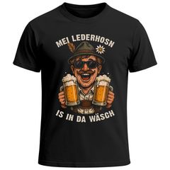Herren T-Shirt für das Oktoberfest – Mei Lederhosen is in da Wäsch – Ersatz Tracht Bayer Fun-Shirt Trachtenshirt Bierfest Outfit Statement Spruch Saufen lustig Moonworks®