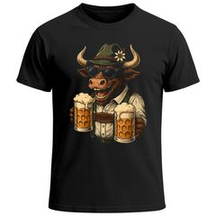 Herren T-Shirt für das Oktoberfest Ochse Trachtenlook Maßkrüge Bier Fun-Shirt Trachtenshirt Bierfest Outfit Statement Spruch Saufen lustig Moonworks®