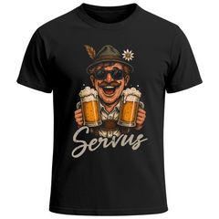 Herren T-Shirt für das Oktoberfest Servus Bayer Tracht Maßkrüge Fun-Shirt Trachtenshirt Bierfest Outfit Statement Spruch Saufen lustig Moonworks®