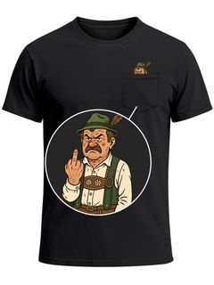 Herren T-Shirt mit Brusttasche Bayrischer Grantler Trachtenlook für das Oktoberfest Bier Fun-Shirt Moonworks®