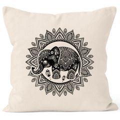 Kissenbezug Elefant Mandala Boho Bohamian Ethno Tribal Ornament Kissen-Hülle Deko-Kissen Autiga®