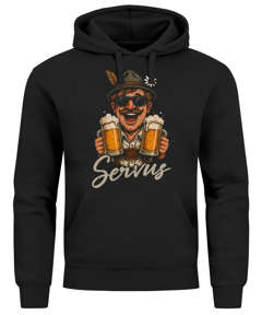 Hoodie Herren für das Oktoberfest Servus Bayer Maßkrüge Bier Ersatz Tracht Pullover Volksfest Bierfest Outfit Spruch Lustig Moonworks®