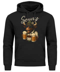 Hoodie Herren für das Oktoberfest Servus Ochse Maßkrüge Bier Ersatz Tracht Pullover Volksfest Bierfest Outfit Spruch Lustig Moonworks®