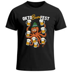 Herren T-Shirt für das Oktoberfest Okto-Beer-Fest Oktopus Bier Maßkrüge Fun-Shirt Trachtenshirt Bierfest Outfit Statement Spruch Saufen lustig Moonworks®
