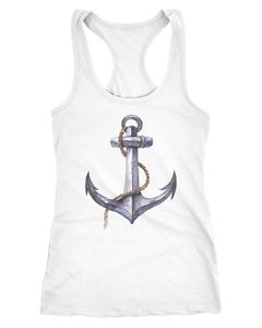 Damen Tank-Top Anker Anchor Watercolor Racerback Slim Fit Neverless®