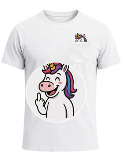 Herren T-Shirt mit Brusttasche Fun-Shirt Einhorn Freizeitshirt Männer mit witzigem Brustlogo Moonworks®
