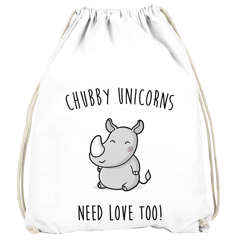 Turnbeutel chubby Unicorns need love too Nashorn Einhorn Spruch Moonworks®
