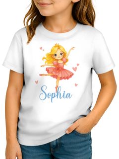 Kinder Mädchen T-Shirt mit Name personalisiert Prinzessin Ballerina Print Aufdruck individuelle Mädchengeschenke SpecialMe®