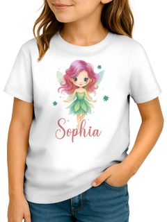 Kinder Mädchen T-Shirt mit Name personalisiert Aufdruck Fee Printshirt Geschenkidee Märchenfigur Illustration SpecialMe®