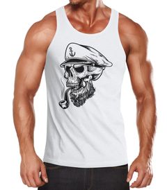 Herren Tank-Top Captain Skull Beard Kapitän Totenkopf Bard Sailor Schädel Muskelshirt Muscle Shirt Neverless®