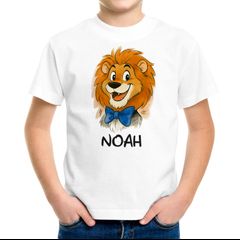Kinder Jungen T-Shirt mit Name personalisiert Löwe Comicstil Printshirt Kinderfashion SpecialMe®