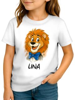 Kinder Mädchen T-Shirt Löwe Comicstil mit Name personalisiert Mädchen-Geschenke Mädchenkleidung SpecialMe®