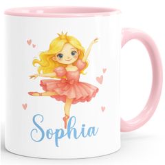 Kindertasse Namenstasse aus Keramik Ballerina Geschenk für Mädchen Ballett Tanzen personalisiert Wunschname SpecialMe®
