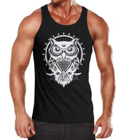 Herren Tank Top Eule Owl Shirt Eulenmotiv Slim Fit Muskelshirt Neverless®