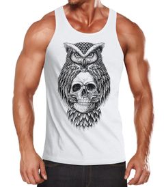 Herren Tank-Top Eule Totenkopf Owl Skull Schädel Muskelshirt Muscle Shirt Neverless®