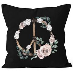 Kissenbezug Peace-Symbol Blumen Flowerpower Hippie Boho Bohemian Autiga®