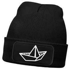 Herren Beanie mit Patch Strickmütze  Aufdruck Boot Design Maritim Lustig Mütze Männergeschenk für Bootsliebhaber  Moonworks®