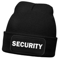 Herren Beanie mit Patch Strickmütze mit Spruch Security Party Accessoire Mütze Männer Lustig Moonworks®