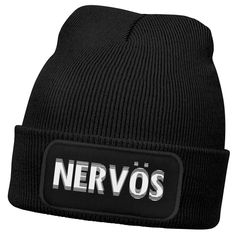 Herren Beanie mit Patch Strickmütze mit Spruch Aufdruck Lustig Nervös Mütze Männer Geschenk Moonworks®