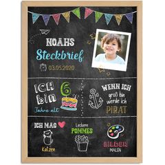 Kinder-Poster Steckbrief Design Schultafel Kreidetafel personalisiert Kinderposter Namen Foto Geschenk SpecialMe®