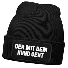 Herren Beanie Patch Spruch Gassi gehen Strickmütze mit Spruch Hundeliebhaber Aufdruck Lustig Mütze Männer Moonworks®