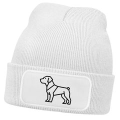 Damen Beanie Patch Strickmütze Pitbull Polygon Design Hund Geschenk Hundebesitzerin Damenmütze Moonworks®