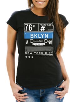 Damen T-Shirt Mixtape Kassette Brooklyn New York City Remix Slim Fit Neverless®