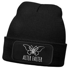 Herren Beanie mit Patch Strickmütze mit Spruch Alter Falter Geschenk Lustig für Männer Streetstyle Fashion Accessoire Moonworks®
