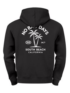 Herren Hoodie No Bad Days Kapuzensweatshirt mit Palmenmotiv  South Beach California Design Männer Fashion Streetstyle Neverless®