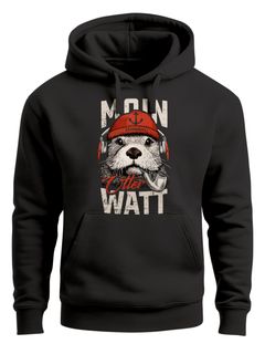 Hoodie Herren Moin Otter Watt Nordsee Design Print Maritime Streetwear Norddeutscher Humor Fashion Streetstyle Neverless®