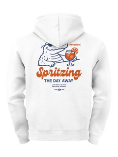 Herren Hoodie Backprint Spritzing the Day Away | Lustiger Kapuzenpullover Cocktail-Print Summer Fun Streetstyle Neverless®