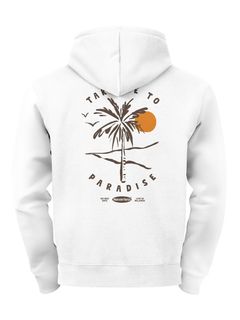 Herren Hoodie Backprint Paradise Design Kapuzenpullover mit Palmen Sonnenuntergang Summer Vibes Männer Fashion Neverless®