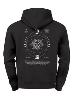 Herren Hoodie Backprint Sun & Moon | Kapuzensweatshirt mit Sonne Mond Design Spiritual Streetwear Style Neverless®