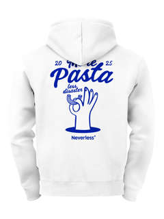 Herren Hoodie Backprint More Pasta Less Disaster Lustiges Nudel Design Retro Food Print Männer Fashion Streetstyle Neverless®
