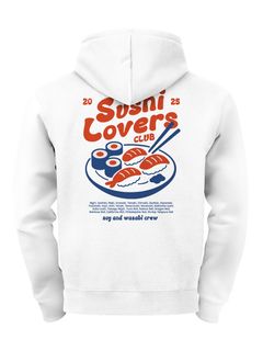 Herren Hoodie Sushi Lovers Club Kapuzenpullover Japan Food Style Kapuzen-Pullover Männer Fashion Streetstyle Neverless®