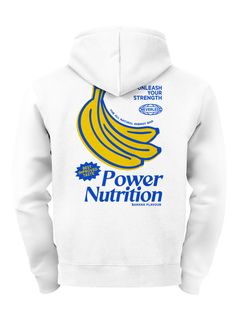 Herren Hoodie Backprint Power Nutrition Design | Stylischer Kapuzenpullover mit Banana Graphic Print | Vintage Sports Look Neverless®