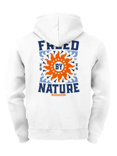 Herren Hoodie Backprint Freed by Nature | Kapuzensweatshirt mit Sonne Motiv Outdoor Design Streetwear Neverless®
