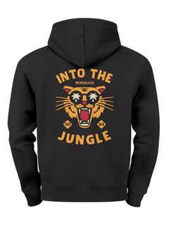 Herren Hoodie Into the Jungle | Kapuzensweatshirt mit Tiger Print und Retro Design Streetwear Fashion Männer Neverless®