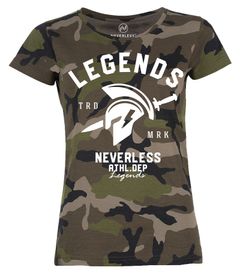 Damen Camo-Shirt Sparta Legends Gym Athletics Sport Fitness Camouflage T-Shirt Tarnmuster Neverless®