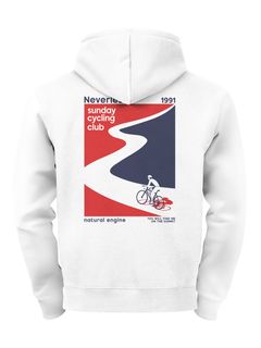 Herren Hoodie Backprint Cycling Club | Kapuzensweatshirt mit Fahrrad-Motiv Retro Grafik | Sunday Edition Neverless®