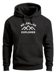 Hoodie Herren Explorer Kapuzensweatshirt mit Bergmotiv und Typografie Print Outdoor Streetwear Neverless®
