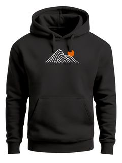 Mountain Lines Kapuzensweatshirt mit Berglinien und Sonne Outdoor Streetwear Nature Inspired Style Neverless®