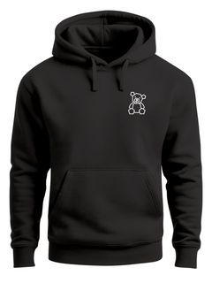 Hoodie Herren Print Minimal Teddy Kapuzenpullover mit Bär Brustlogo Streetwear Design Fashion Streetstyle Neverless®