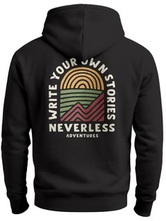 Herren Hoodie Backprint Outdoor Grafik Line Art Berge Natur Rückenaufdruck Motiv Kapuzen-Pullover Männer Fashion Streetstyle Neverless®