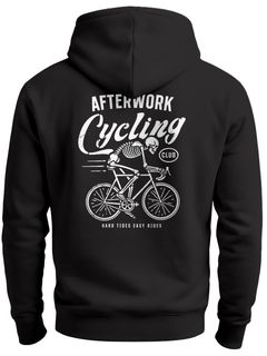 Herren Hoodie Backprint Fahrrad Bike Afterwork Cycling Skelett Grafik Kapuzen-Pullover Männer Fashion Streetstyle Neverless®