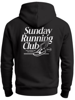 Herren Hoodie Backprint Sport Laufen Joggen Grafik Sunday Running Club Retro Rückenaufdruck Fashion Streetstyle Neverless®
