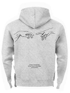 Neverless® Hoodie Backprint Herren Michelangelo Hände Line-Art-Print Kunst Philosophie Rückenaufdruck Männer Fashion Neverless®