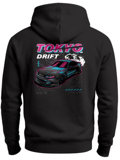 Hoodie Backprint Herren Tokyo Japan Style Racing Car Rückenaufdruck Kapuzen-Pullover Männer Fashion Streetstyle Neverless®