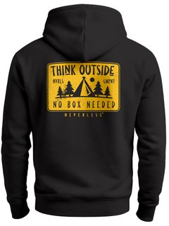 Herren Hoodie Backprint SpuchThink Outside Rückenaufdruck Wald Outdoor Camping Motiv Kapuzenpulli Männer Neverless®