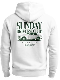 Herren Hoodie Backprint Oldtimer Auto Sunday Driver Club Aufdruck Retro Männer Fashion Streetstyle Neverless®